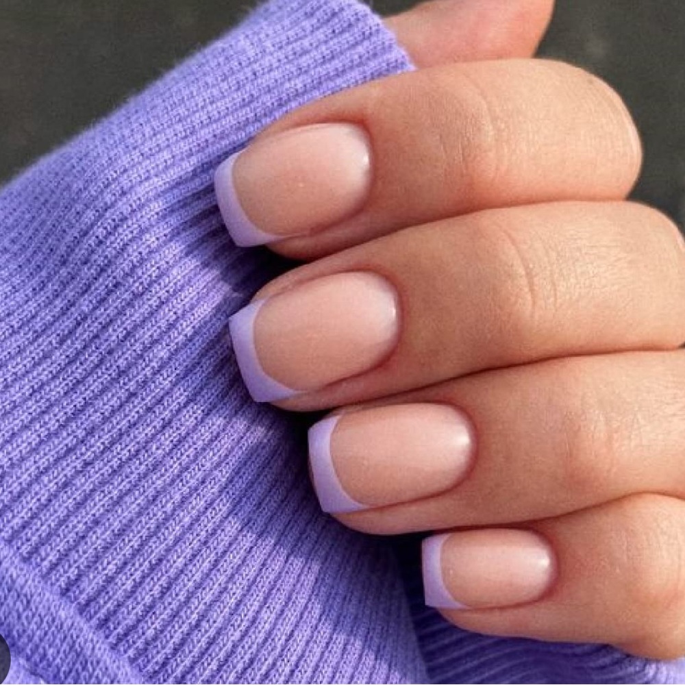 Purple French tip press on nails pack of 12